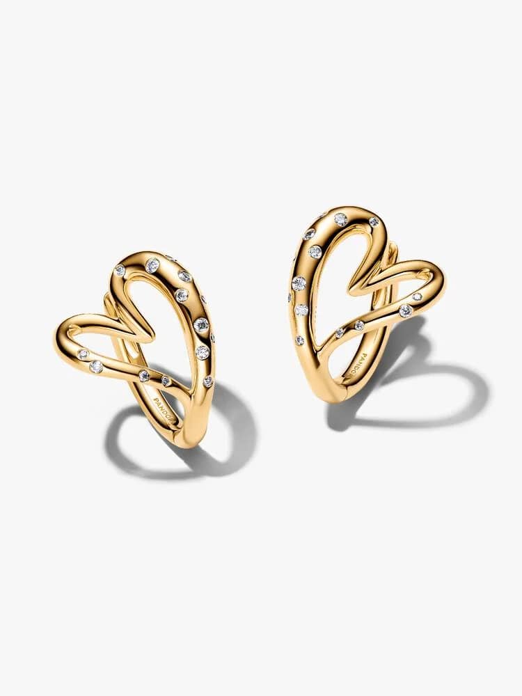 14k gold-plated hoop earrings with clear cubic zir