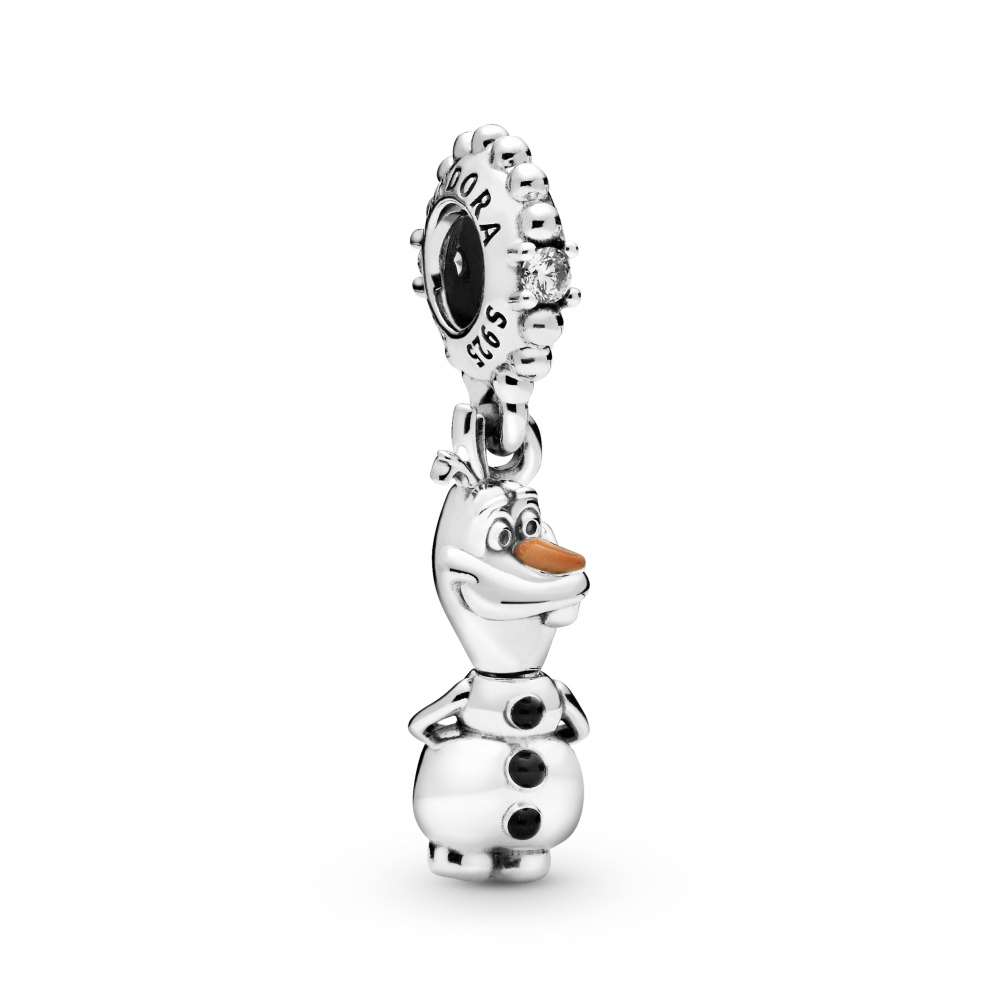 Disney Olaf sterling silver dangle with clearcubic