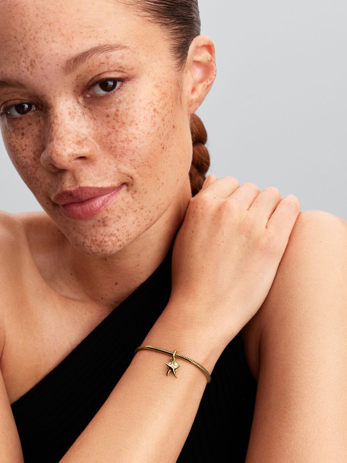 Starfish 14k gold-plated double dangle with clear 