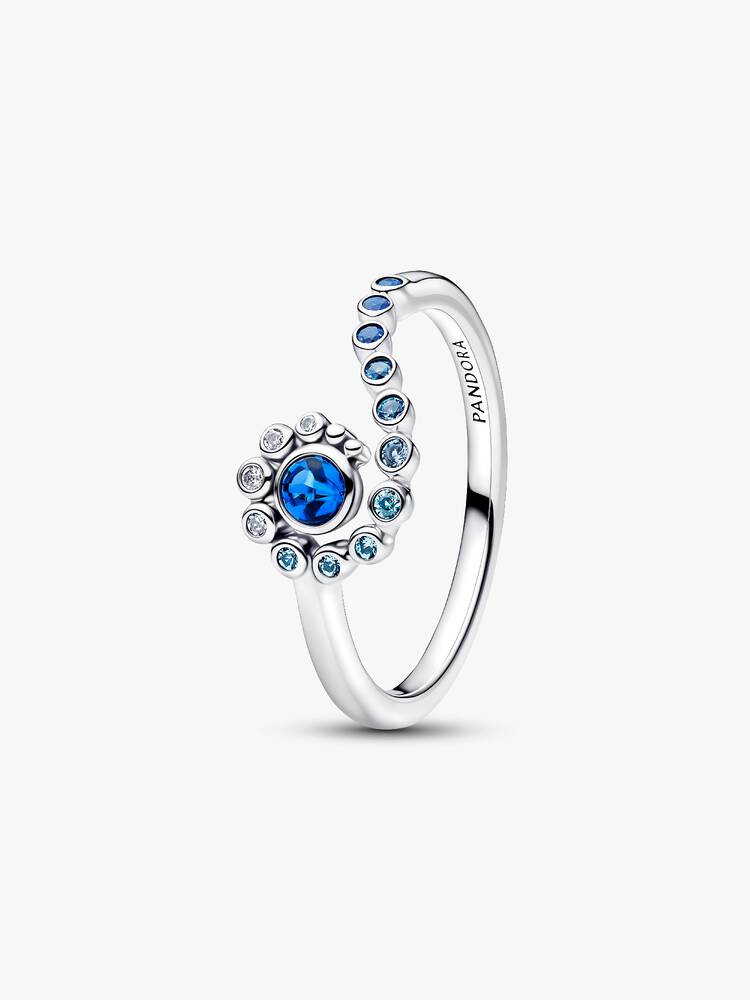 Disney Moana sterling silver ring with clear cubic zirconia, icy green, icy blue, royal blue and lon