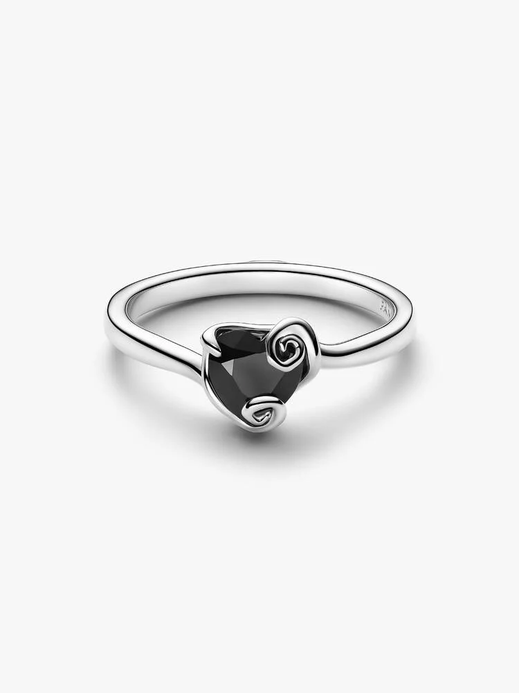 Disney Jack Skellington sterling silver ring with black crystal