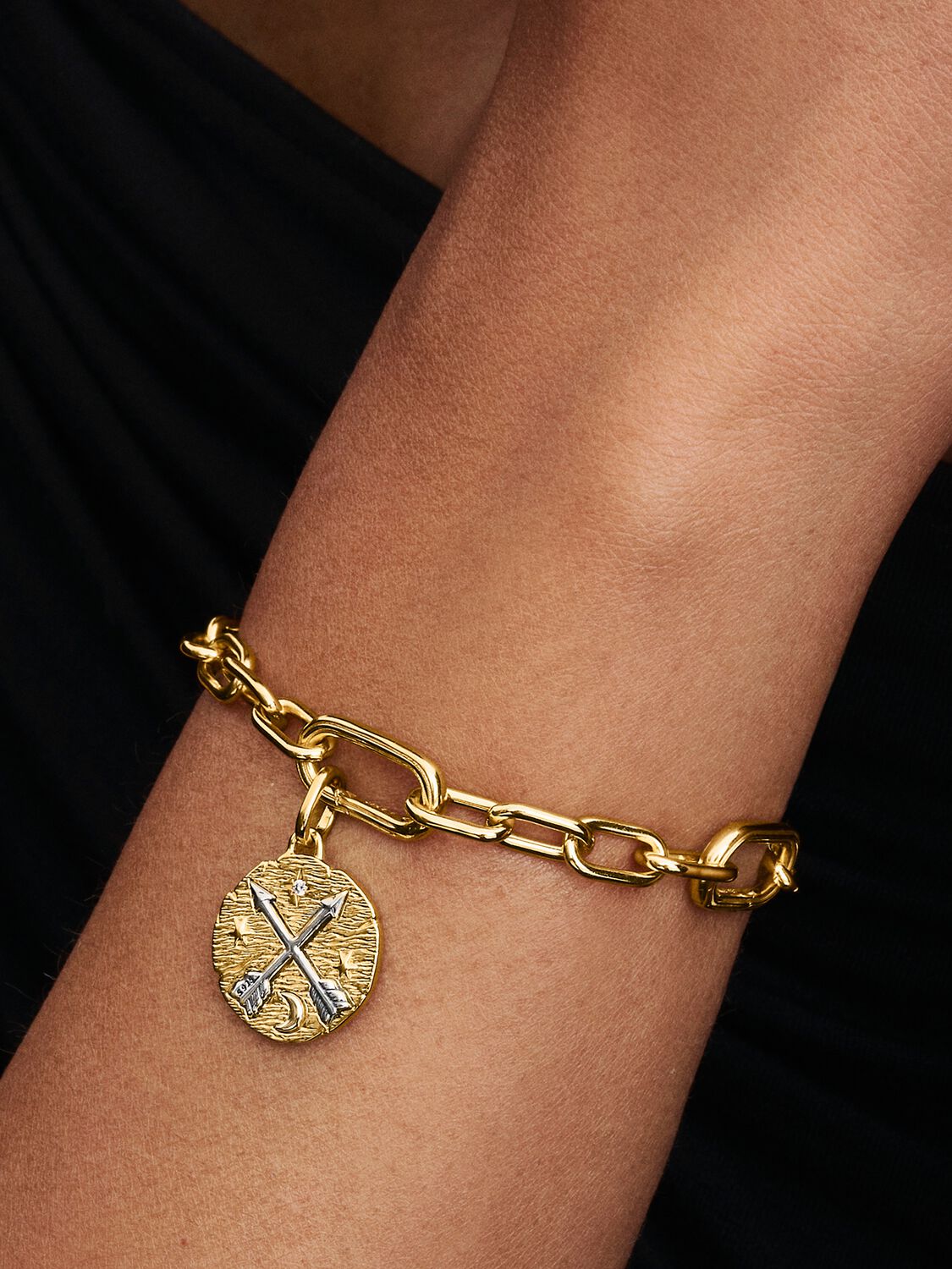 Crossing arrows sterling silver and 14k gold-plate