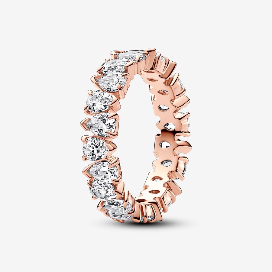 14k Rose gold-plated ring with clear cubic zirconi