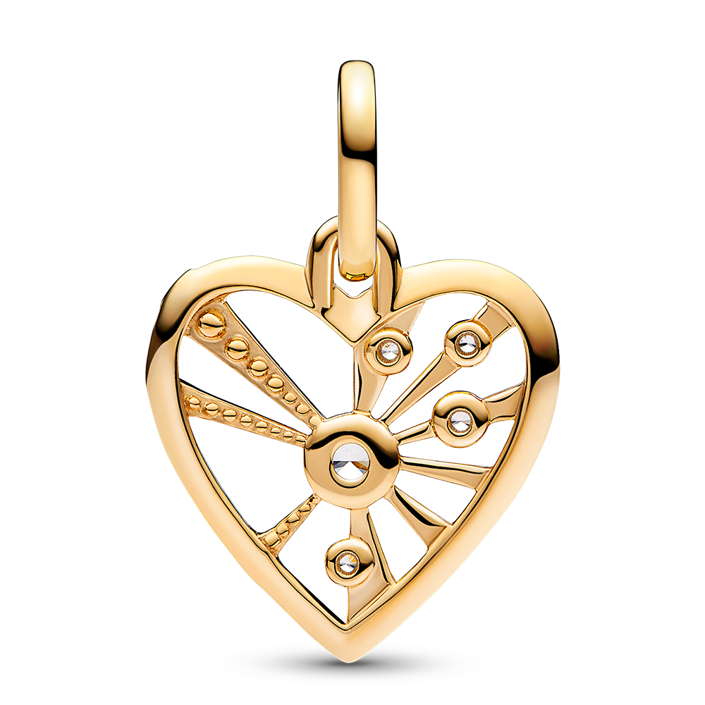 Heart 14k gold-plated medallion with clear cubic zirconia