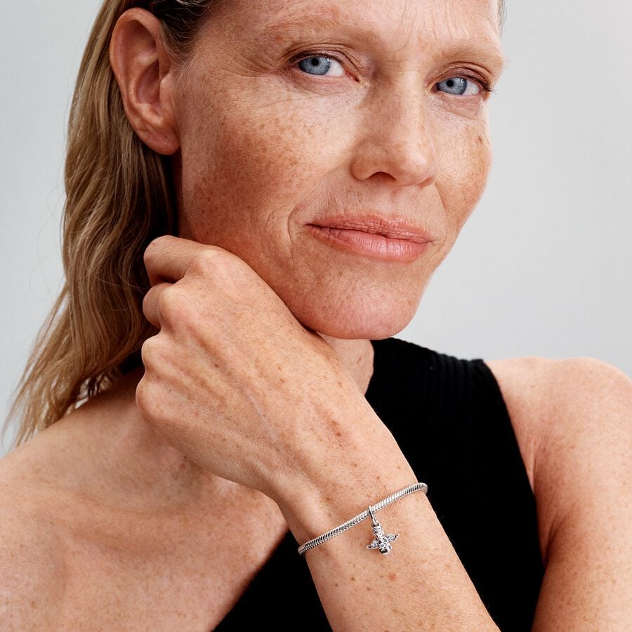 Angel sterling silver dangle with clear cubic zirc