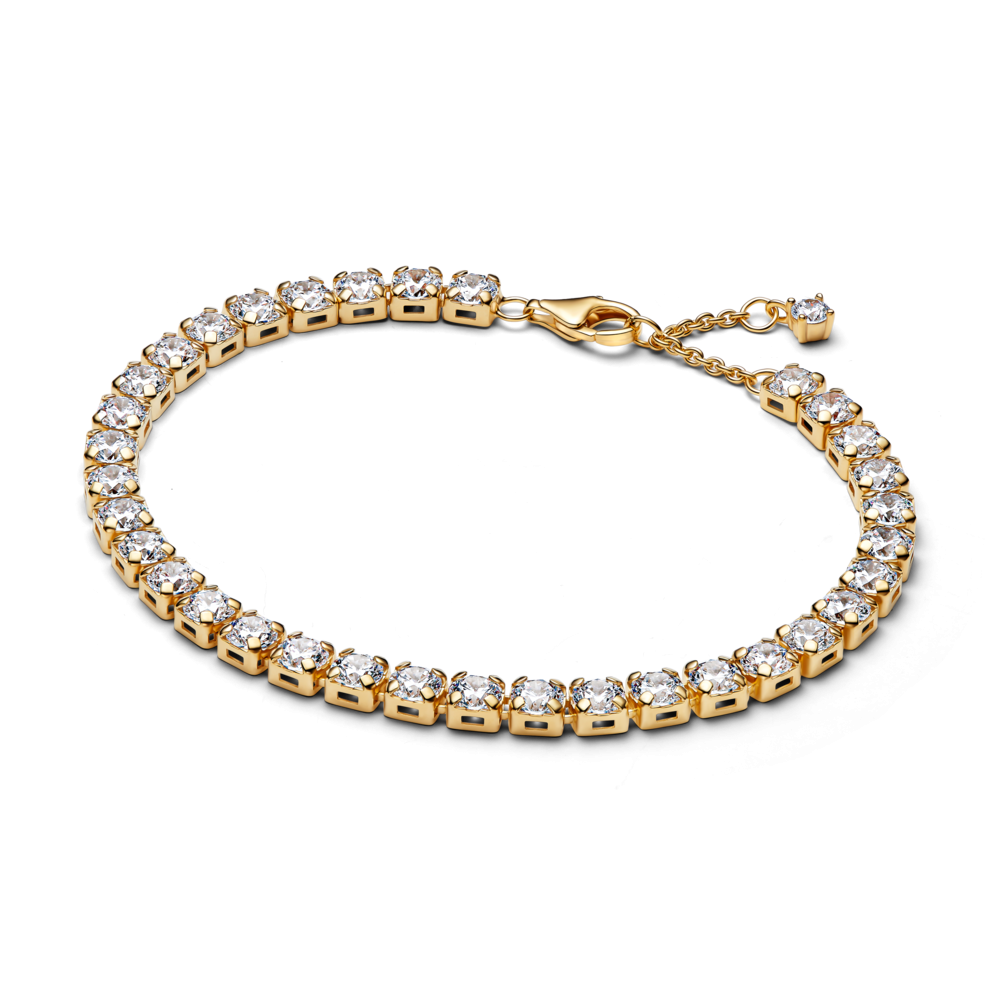 14k gold-plated tennis bracelet with clear cubic z