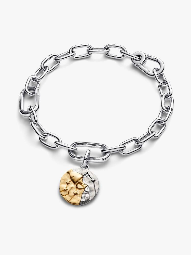 Aquarius sterling silver and 14k gold-plated medallion with clear cubic zirconia