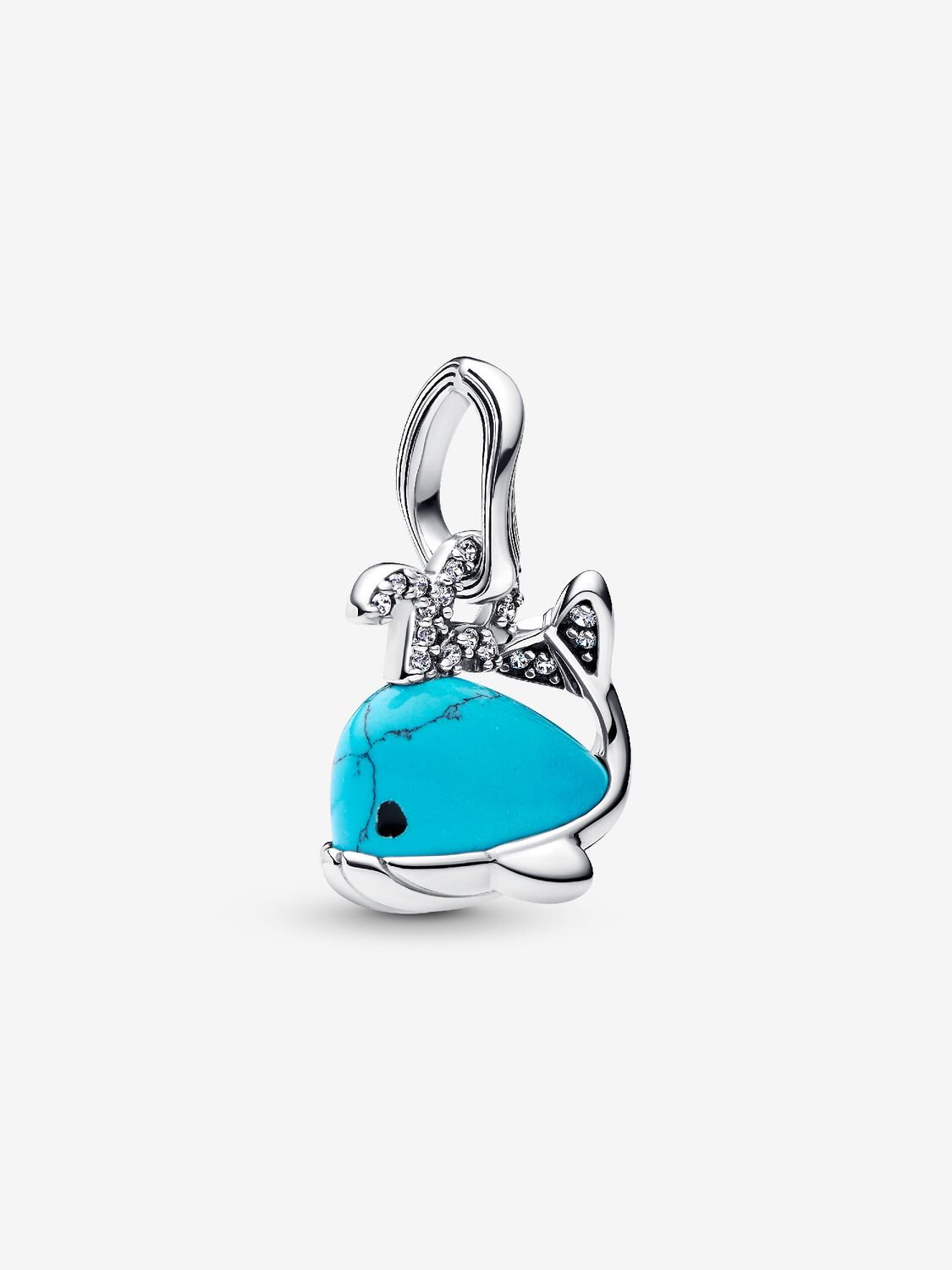 Whale sterling silver dangle with clear cubic zirc