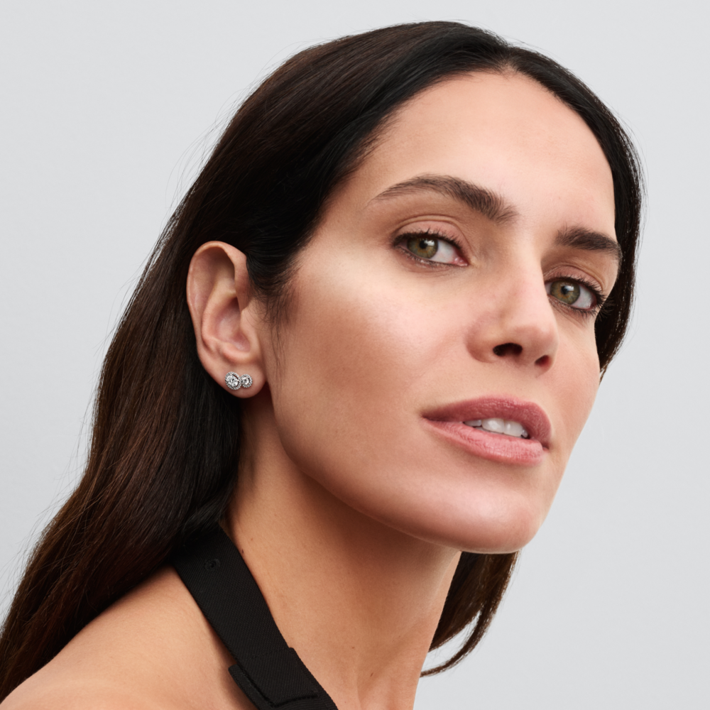 Sterling silver stud earrings with clear cubic zir