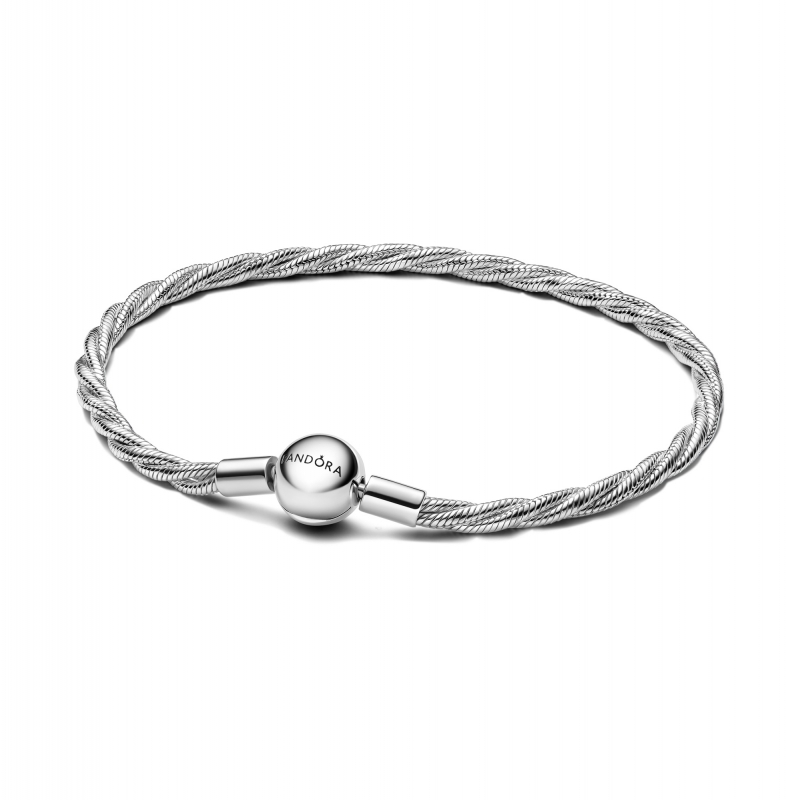 Twisted snake chain sterling silver bracelet