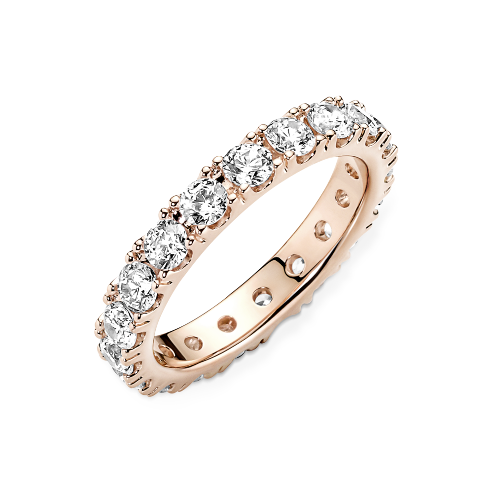 14k Rose gold-plated  ring with clear cubic zirconia /180050C01-54