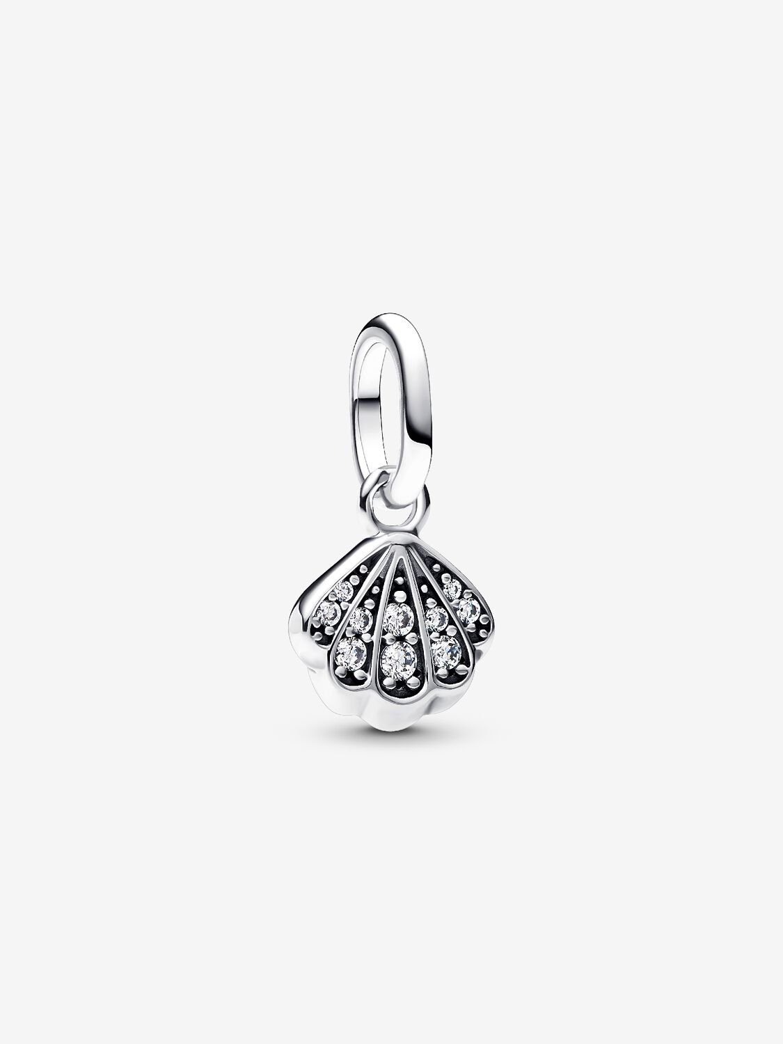 Shell sterling silver mini dangle with clear cubic