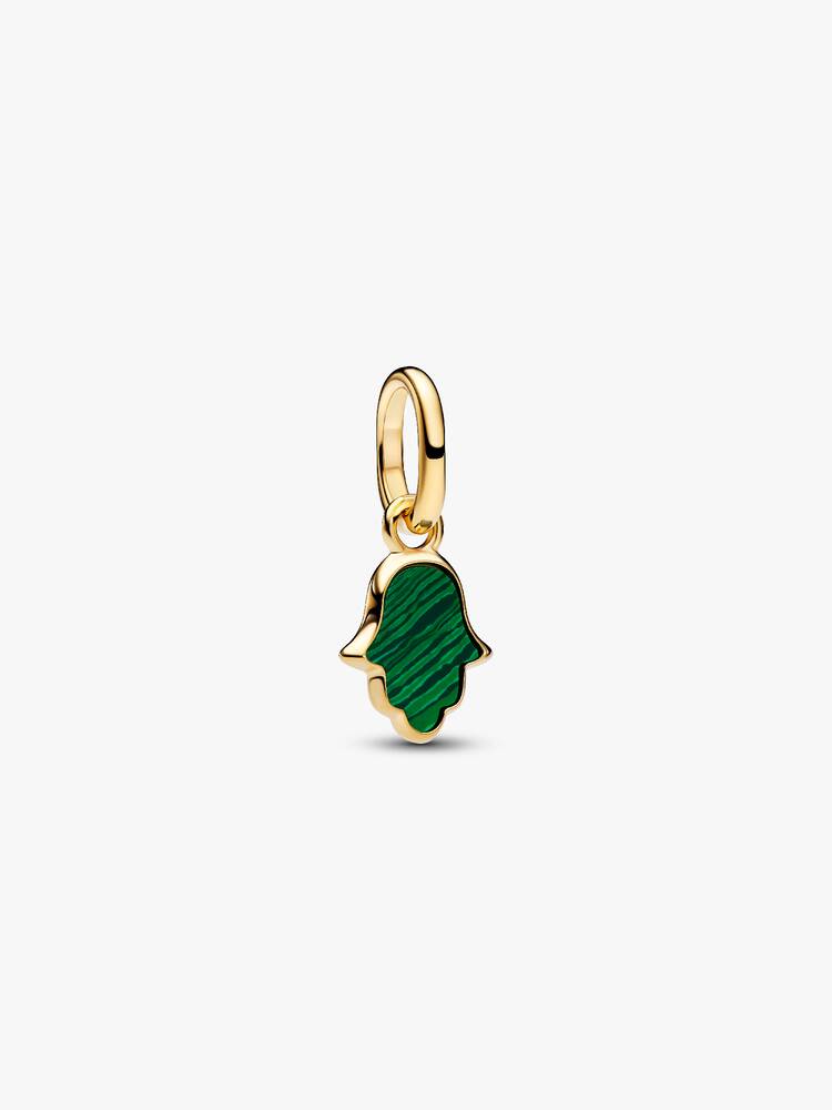 Hamsa hand 14k gold-plated mini dangle with imitat