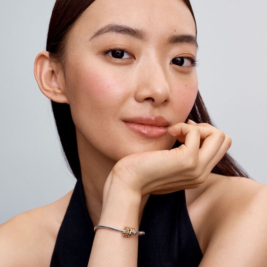 Snake 14k gold-plated charm with clear cubic zirco