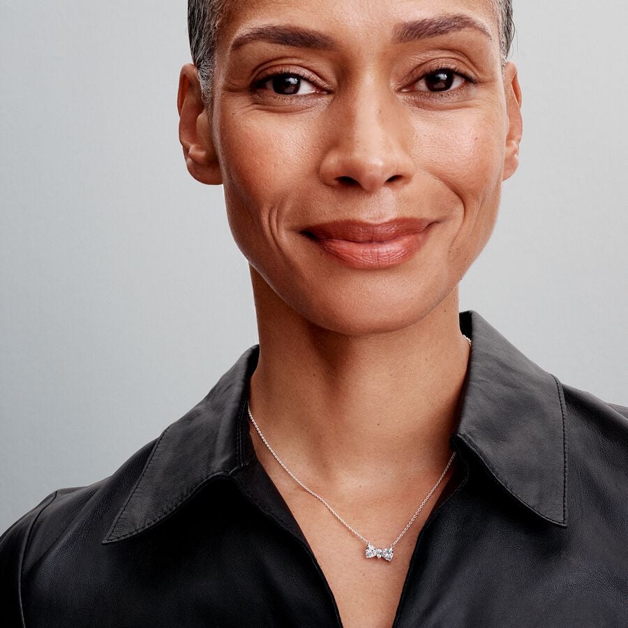 Bow sterling silver collier with clear cubic zirco