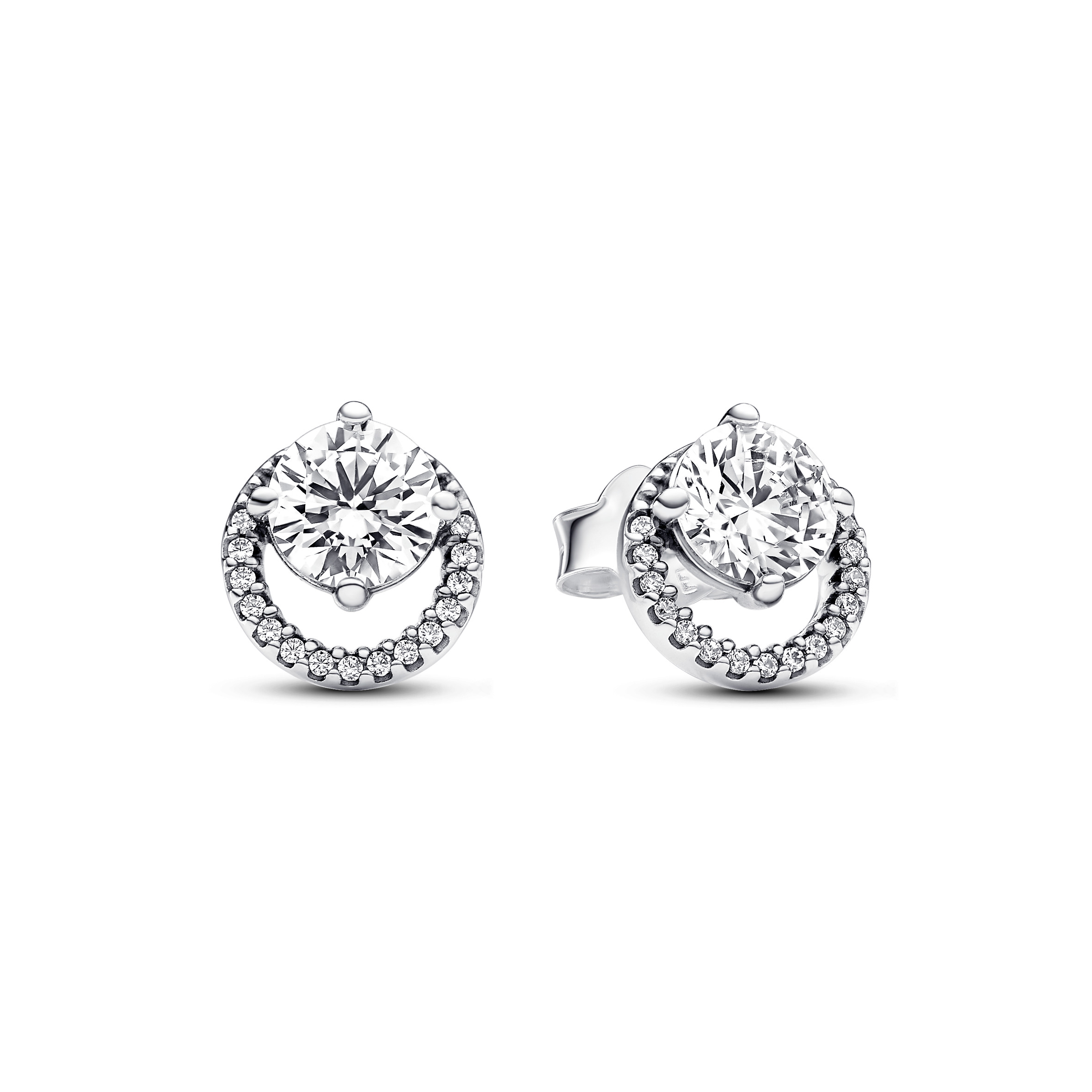 Sterling silver stud earrings with clear cubic zir