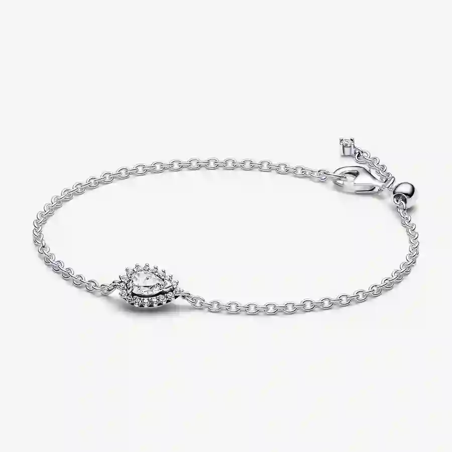 Sterling silver bracelet with clear cubic zirconia