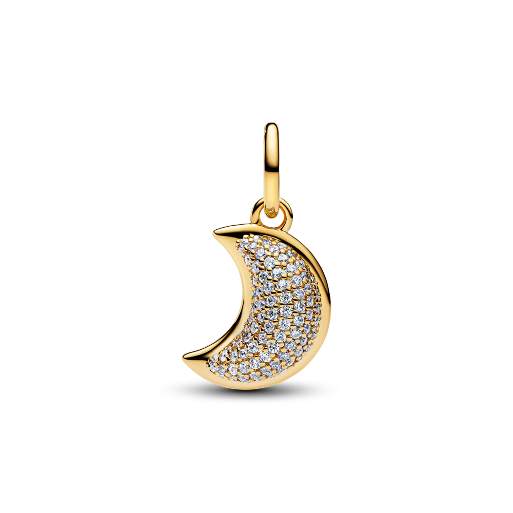 Moon 14k gold-plated dangle with clear cubic zirco