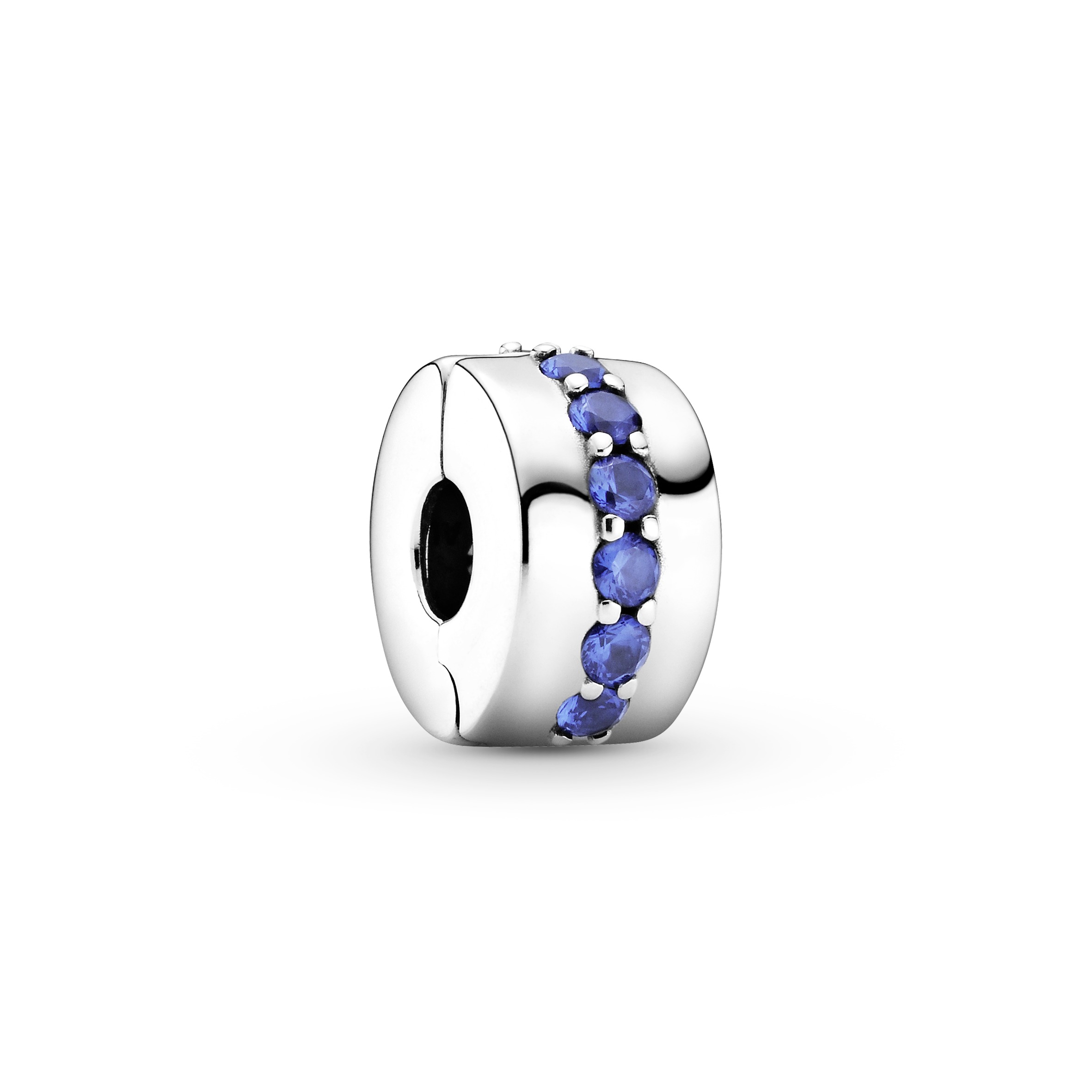Sterling silver clip with stellar blue crystal