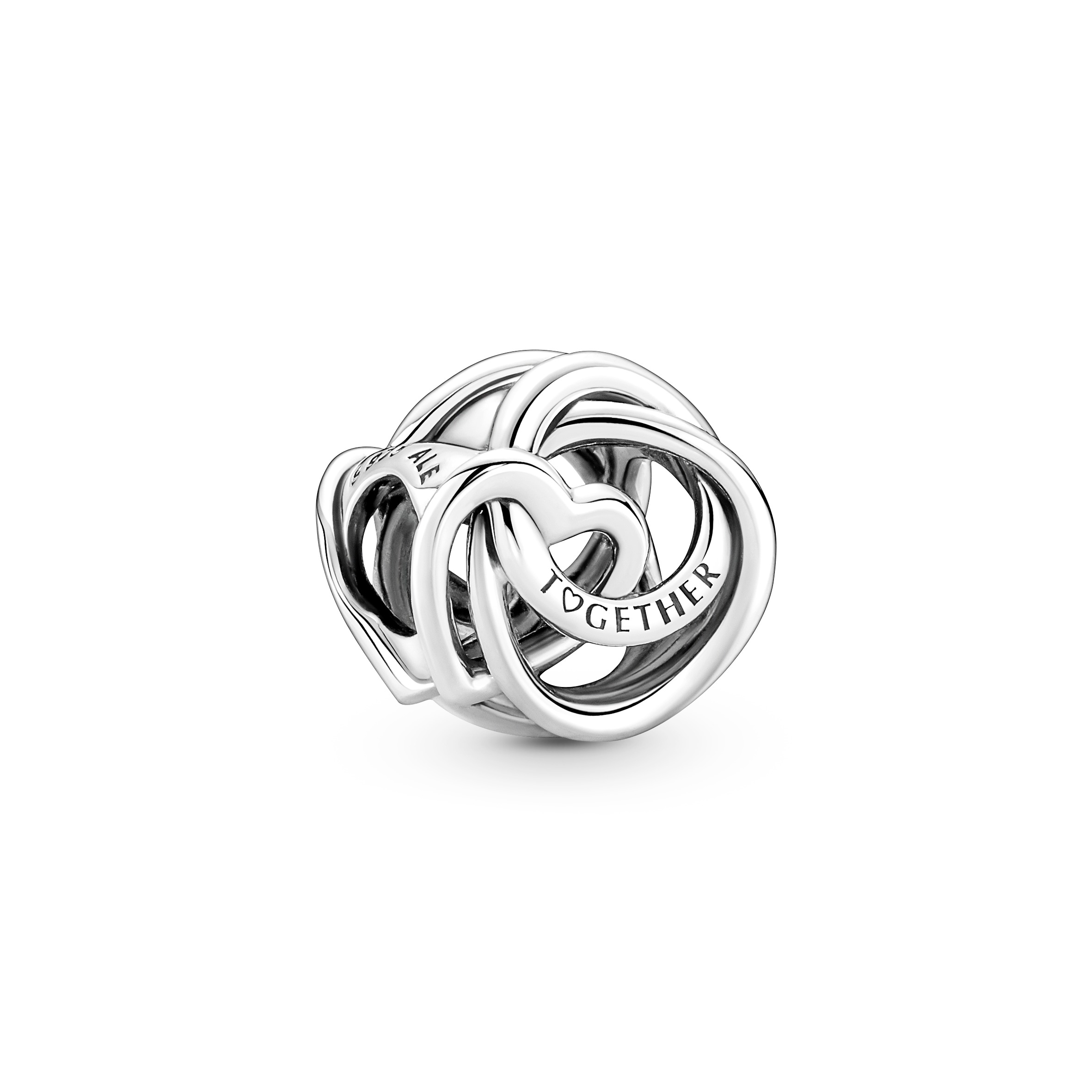 Encircled heart sterling silver charm