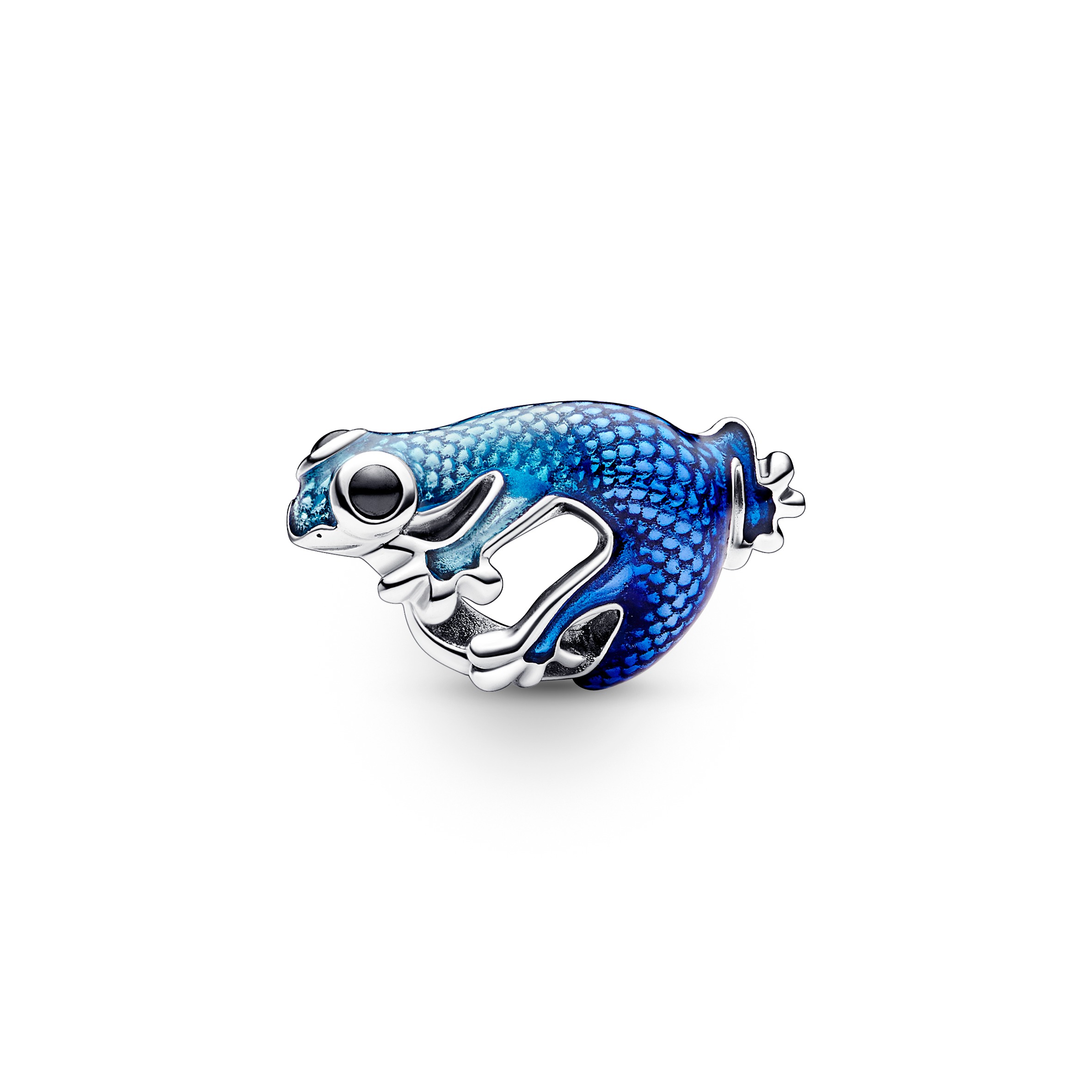 Gecko sterling silver charm with black crystal and