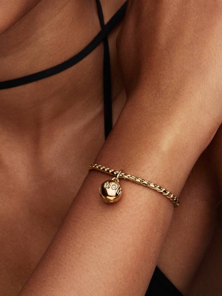 Openable mom ball 14k gold-plated dangle with clea