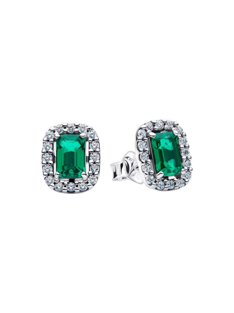 Sterling silver stud earrings with royal green cry