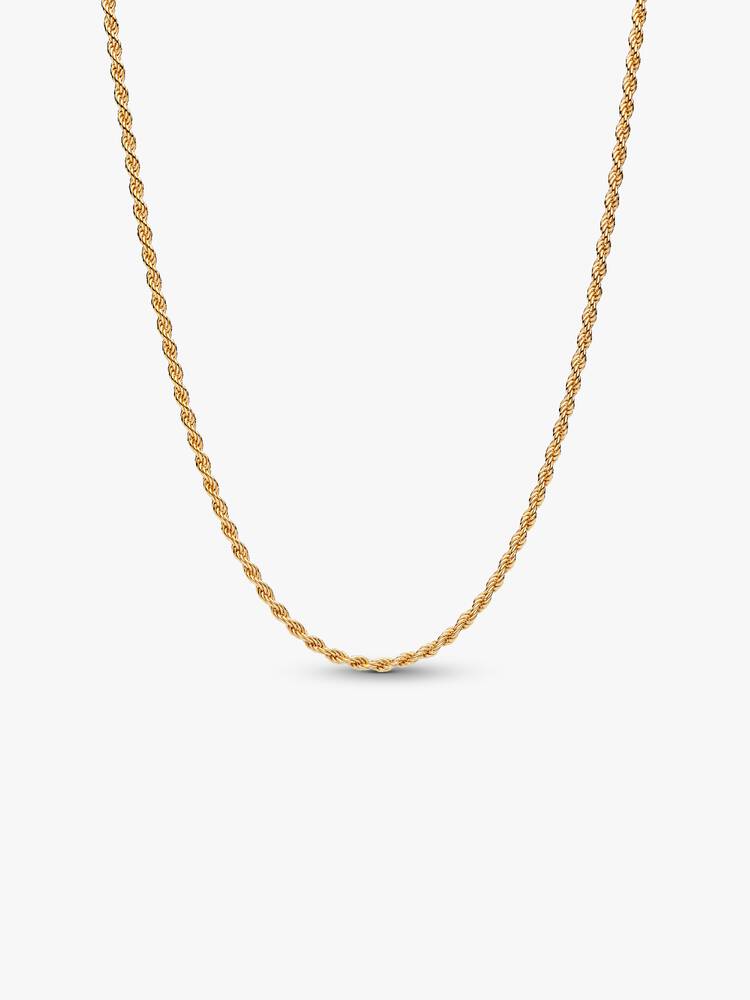 14k gold-plated rope chain necklace with sliding c