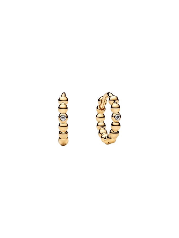 14k gold-plated huggie hoop earrings with clear cubic zirconia