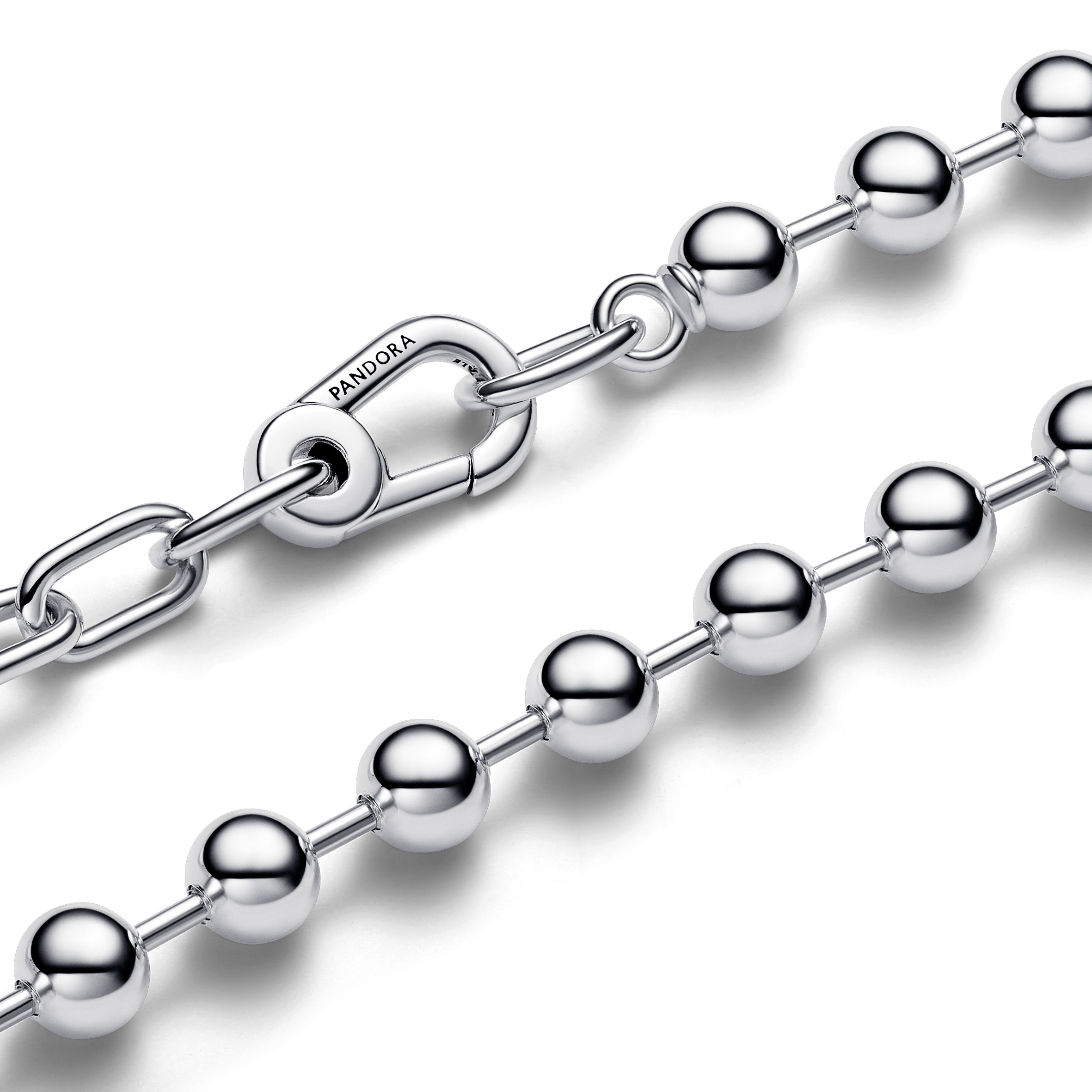 Sterling silver bead and link necklace