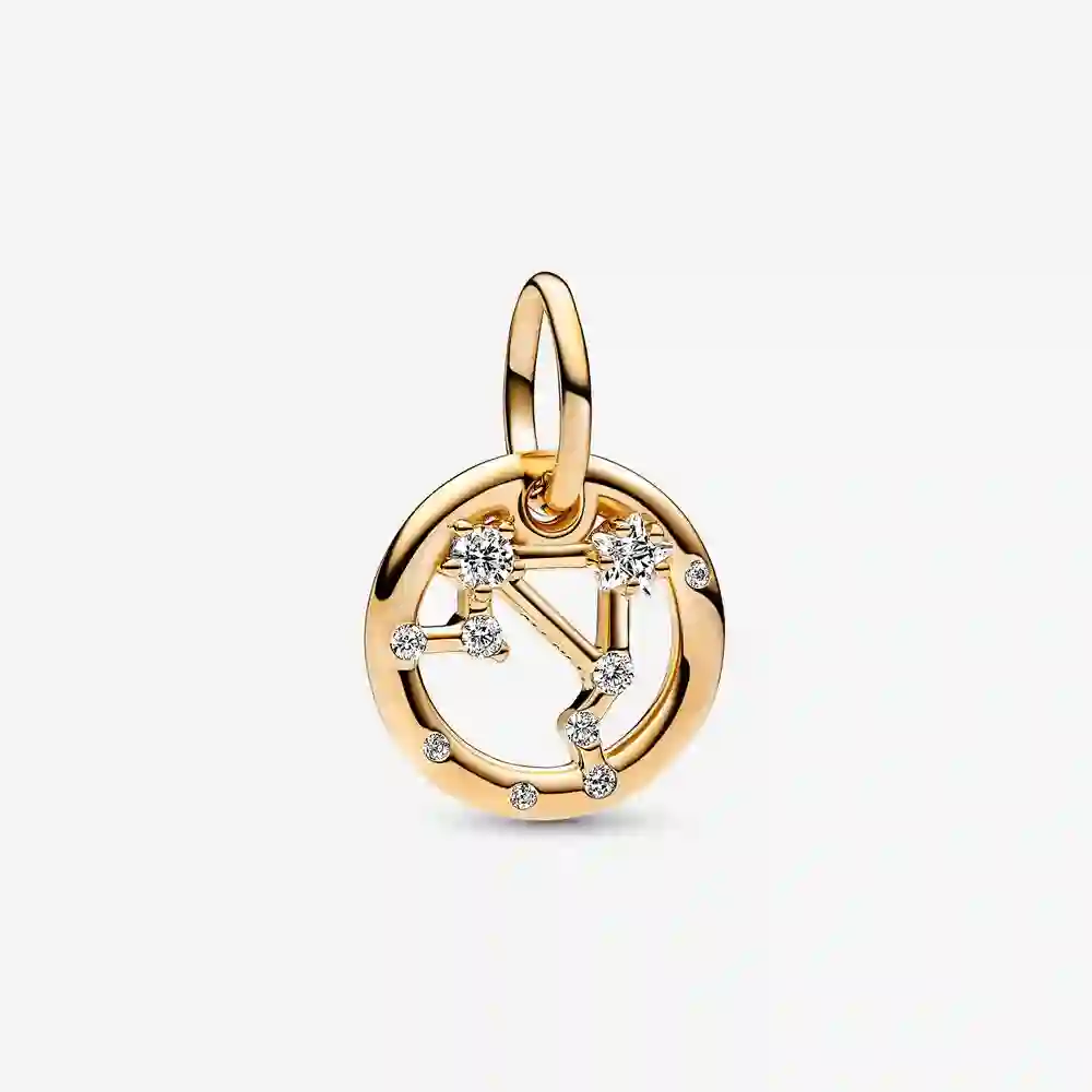 Libra zodiac 14k gold-plated dangle with clear cubic zirconia