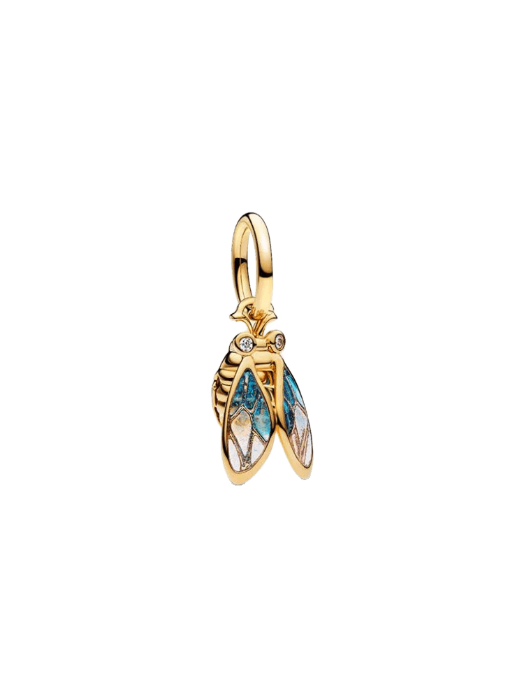 Cicada 14k gold-plated dangle with clear cubic zir