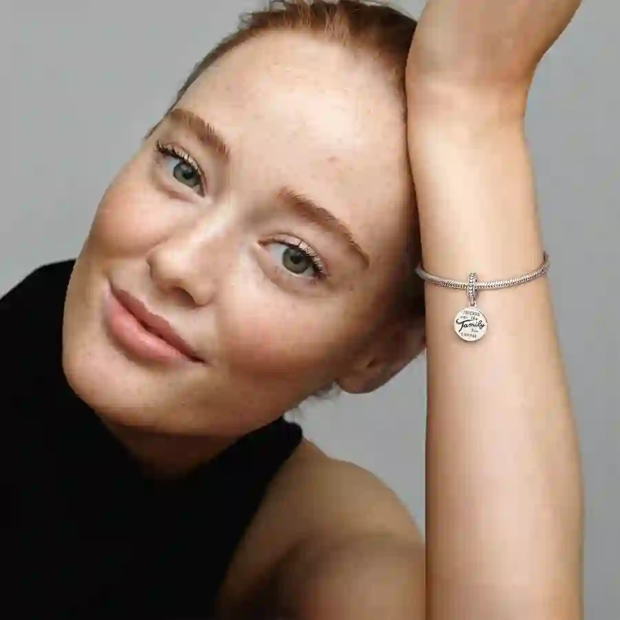 Tag silver dangle with black enamel