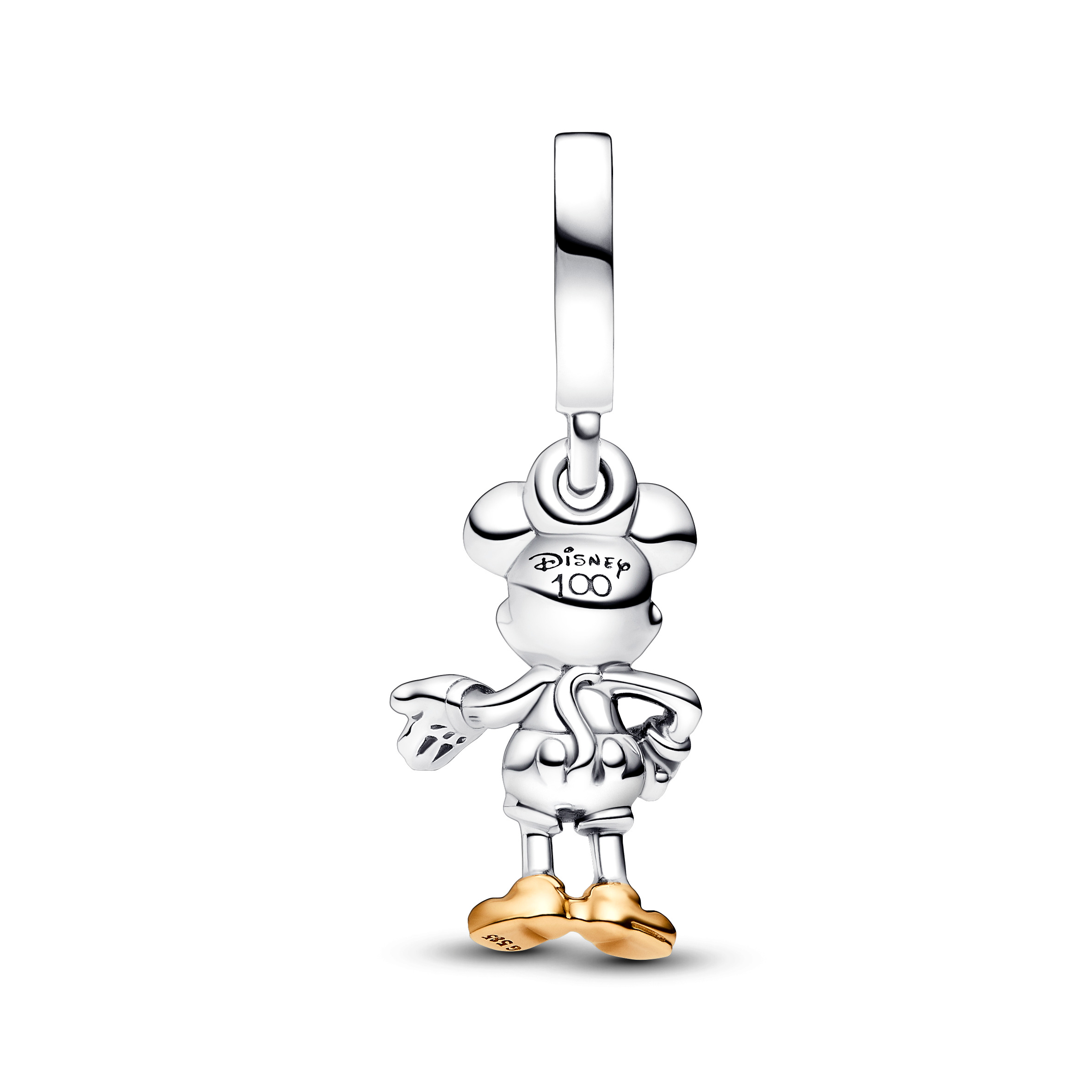 Disney 100 Mickey sterling silver and 14k gold dangle with 0.009 ct TW GHI SI1+ round brilliant-cut 