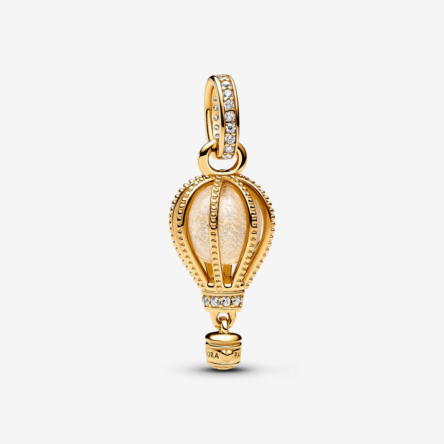 Air balloon 14k gold-plated dangle with glittery t