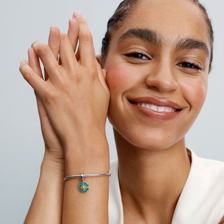 Spinnable clover sterling silver and 14k gold-plat