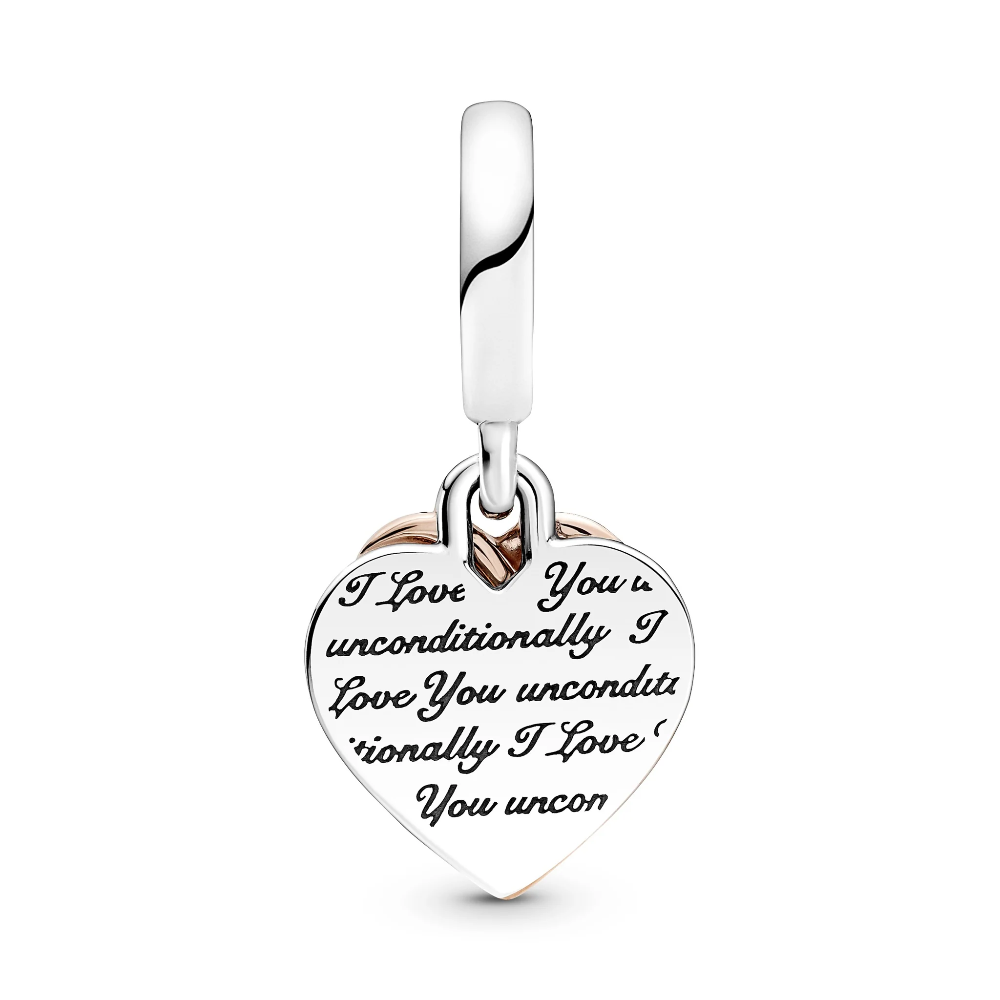 Heart Sterling Silver and 14k rose Gold-plated dangle with clear cubic circonia/ 781062C01