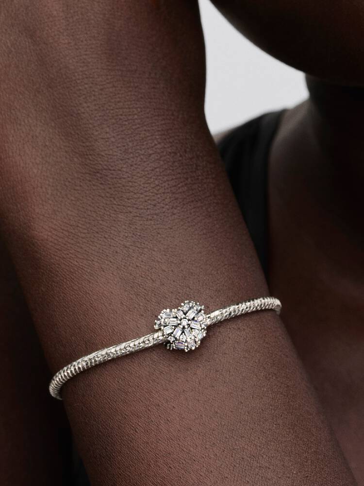 Heart sterling silver charm with clear cubic zirco