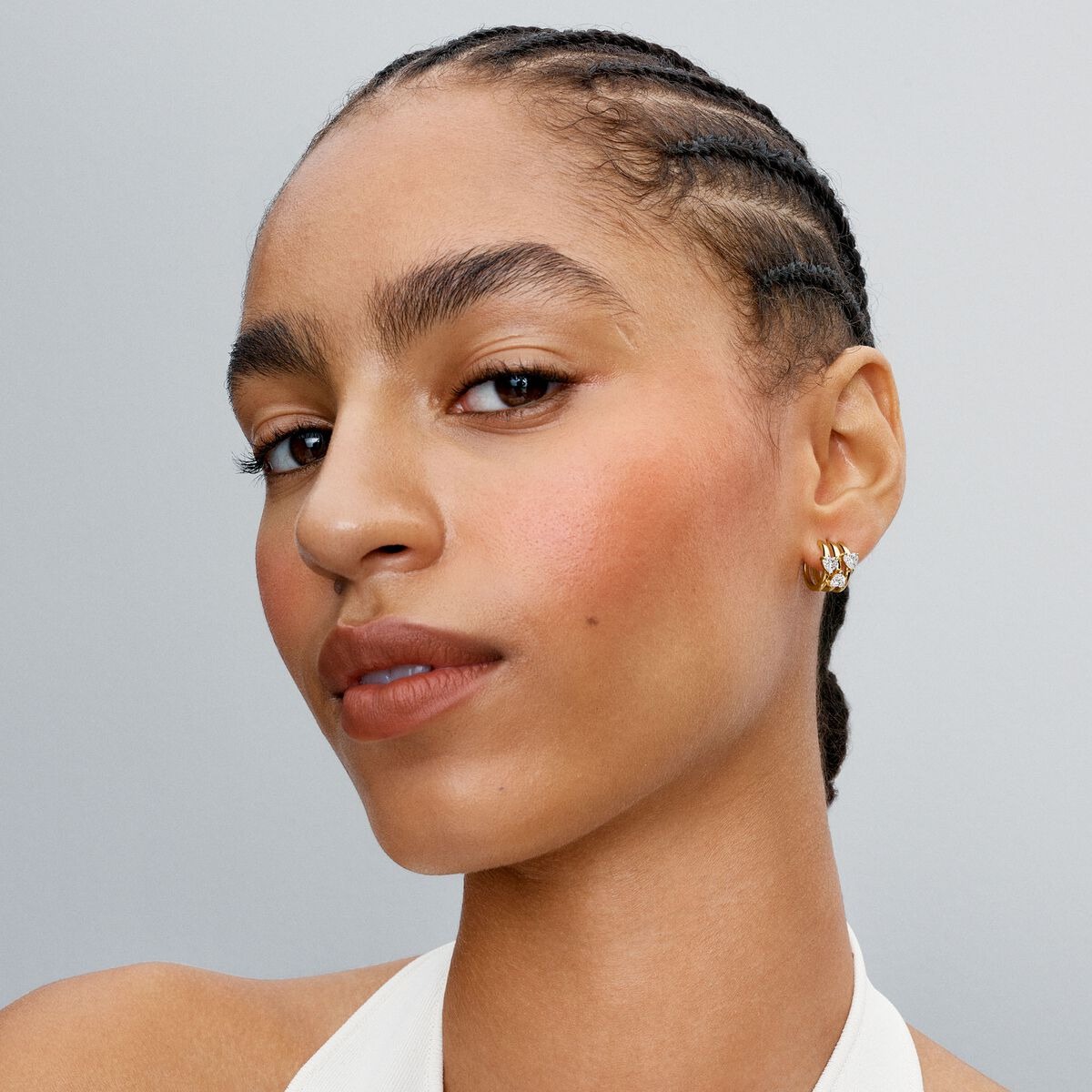 Hearts and lines 14k gold-plated hoop earrings wit