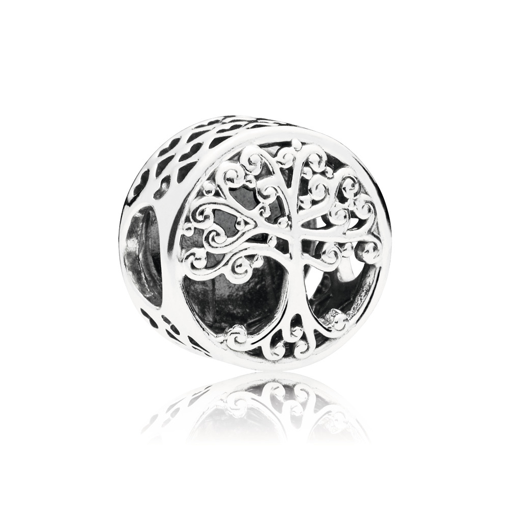 Family tree silver charm