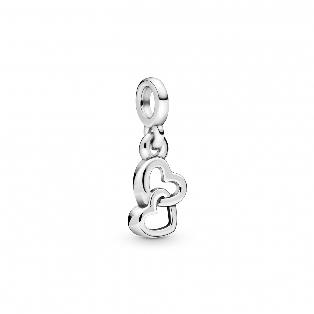 Linked hearts sterling silver dangle charm