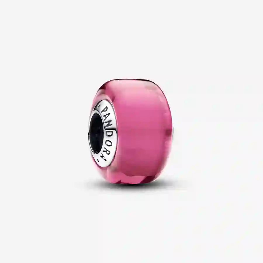 Sterling silver charm with pink Murano glass