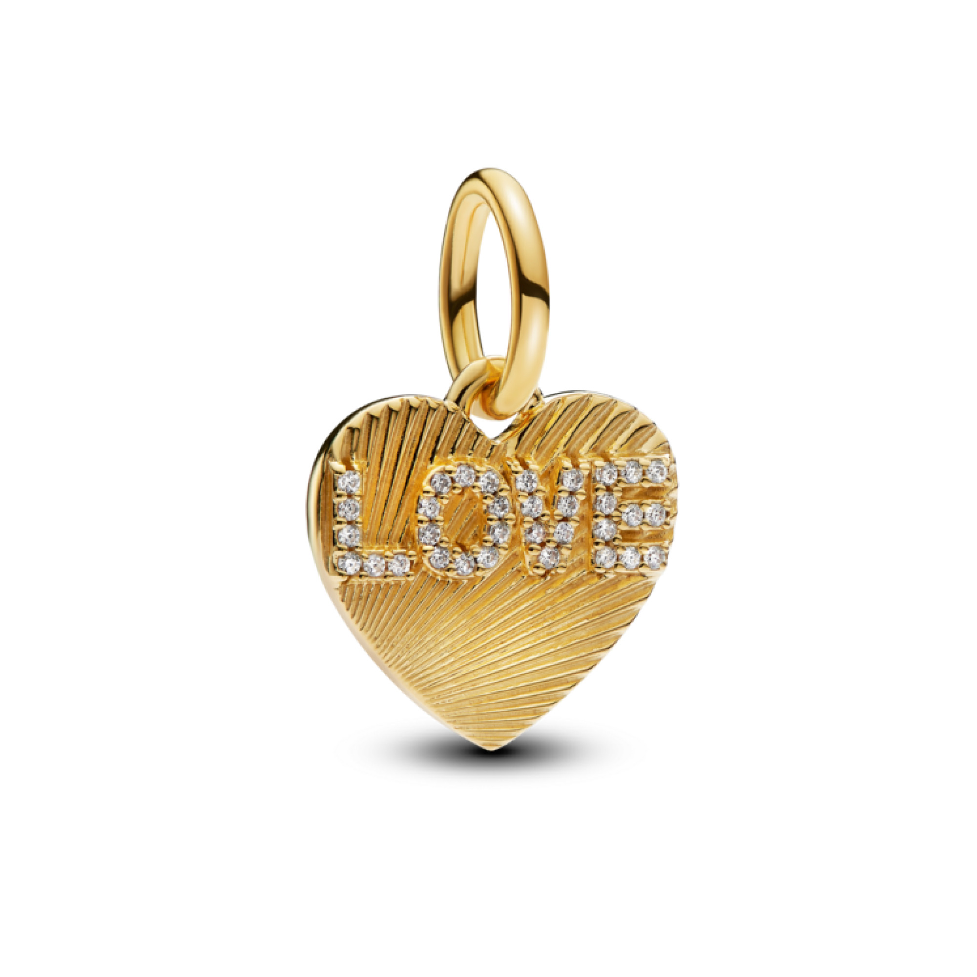 Engravable love heart 14k gold-plated dangle with 