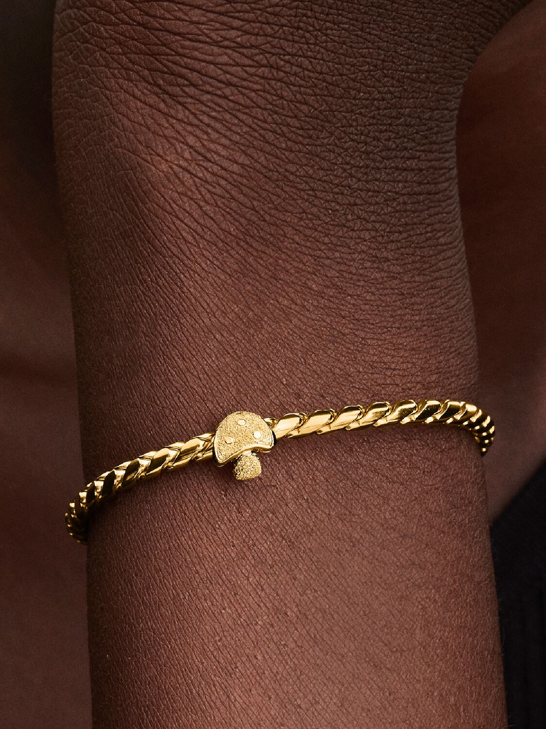 Textured mushroom 14k gold-plated mini charm