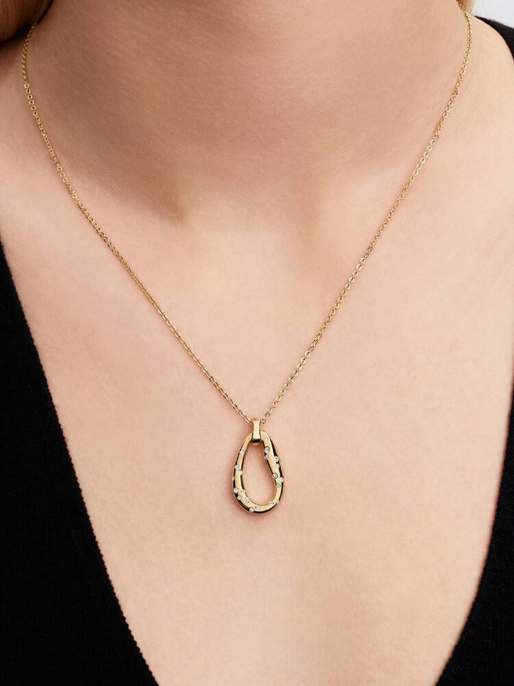 14k gold-plated collier with clear cubic zirconia