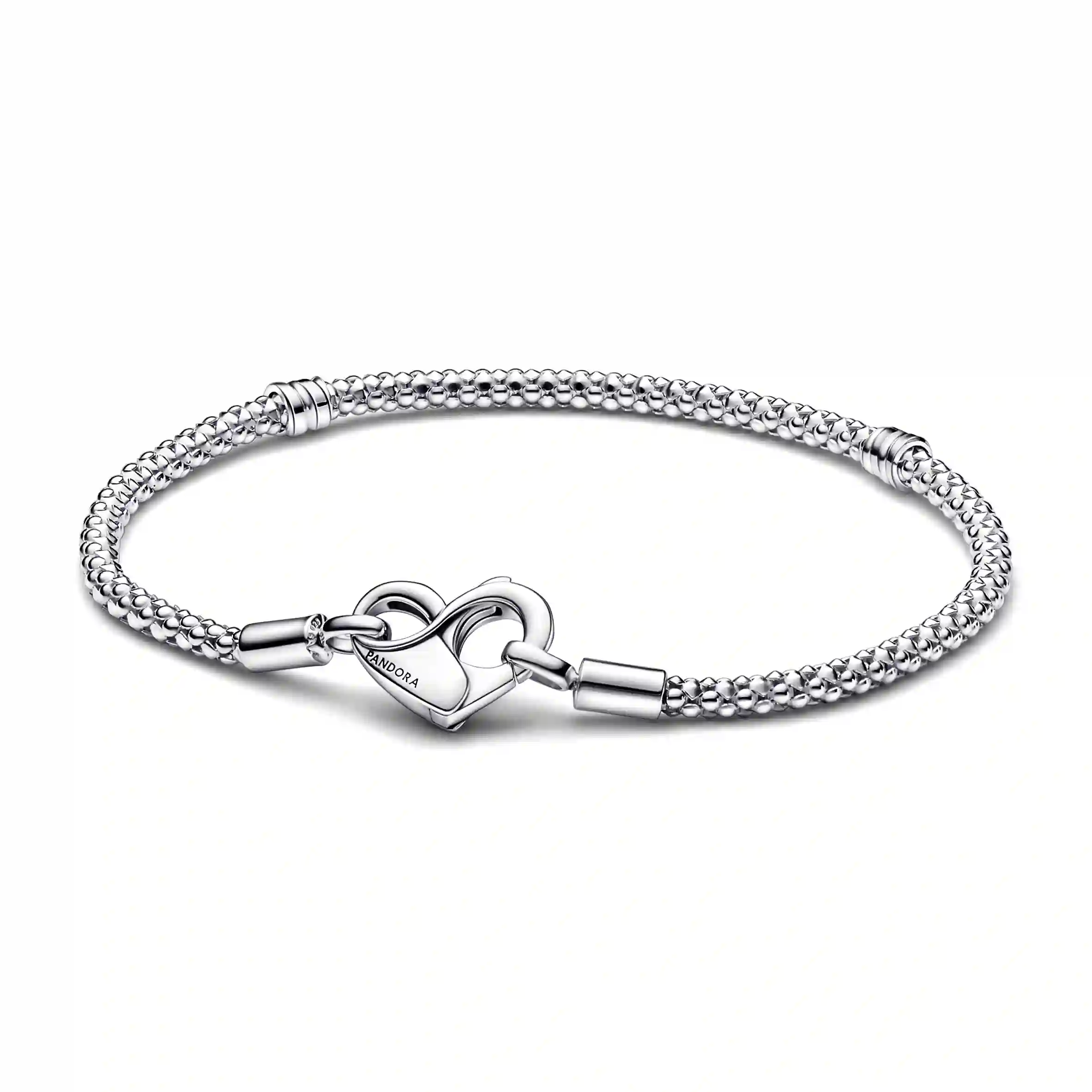 Studded chain sterling silver bracelet with heart 