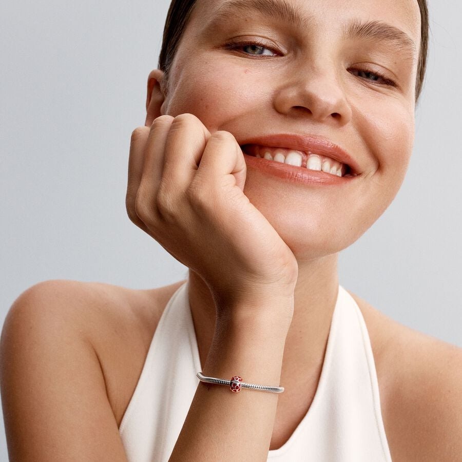 Hearts sterling silver clip with transparent red e