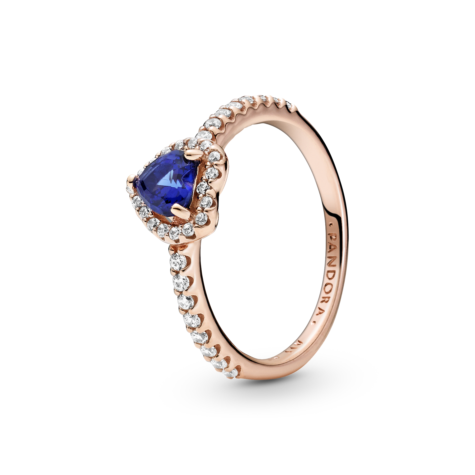 Heart 14k rose gold-plated ring with clear cubic z