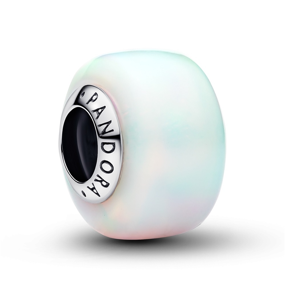 Sterling silver charm with aurora lab-grown opal r