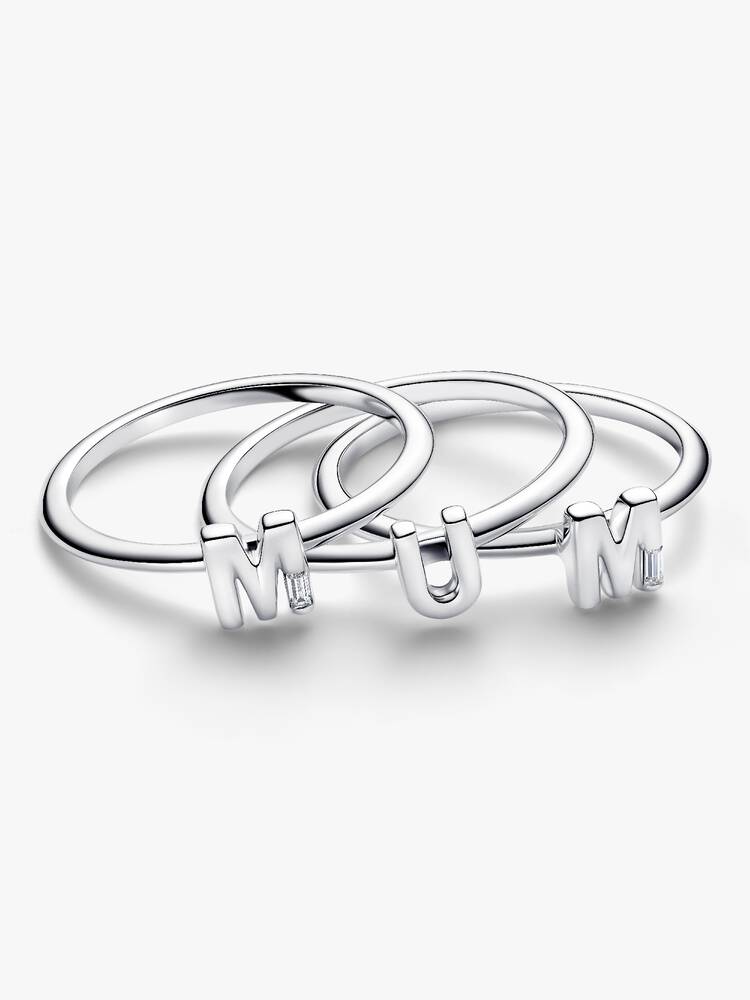 MUM sterling silver splittable ring with clear cubic zirconia